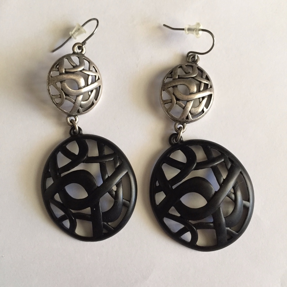 Black and silver tone earrings